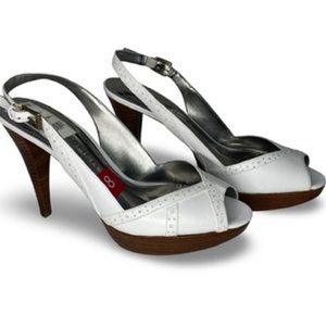 Marc Fisher White Open Toe Platform Heel - Size 8